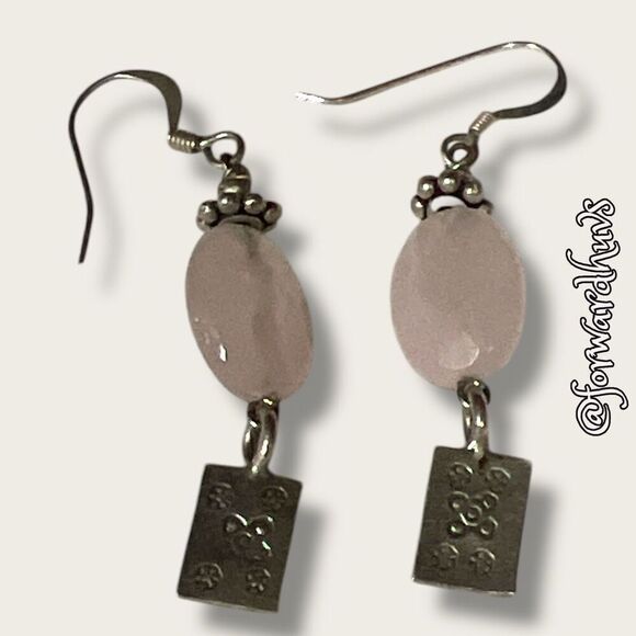 Faceted Pink Quartz Dangle Earrings - Picture 4 of 8